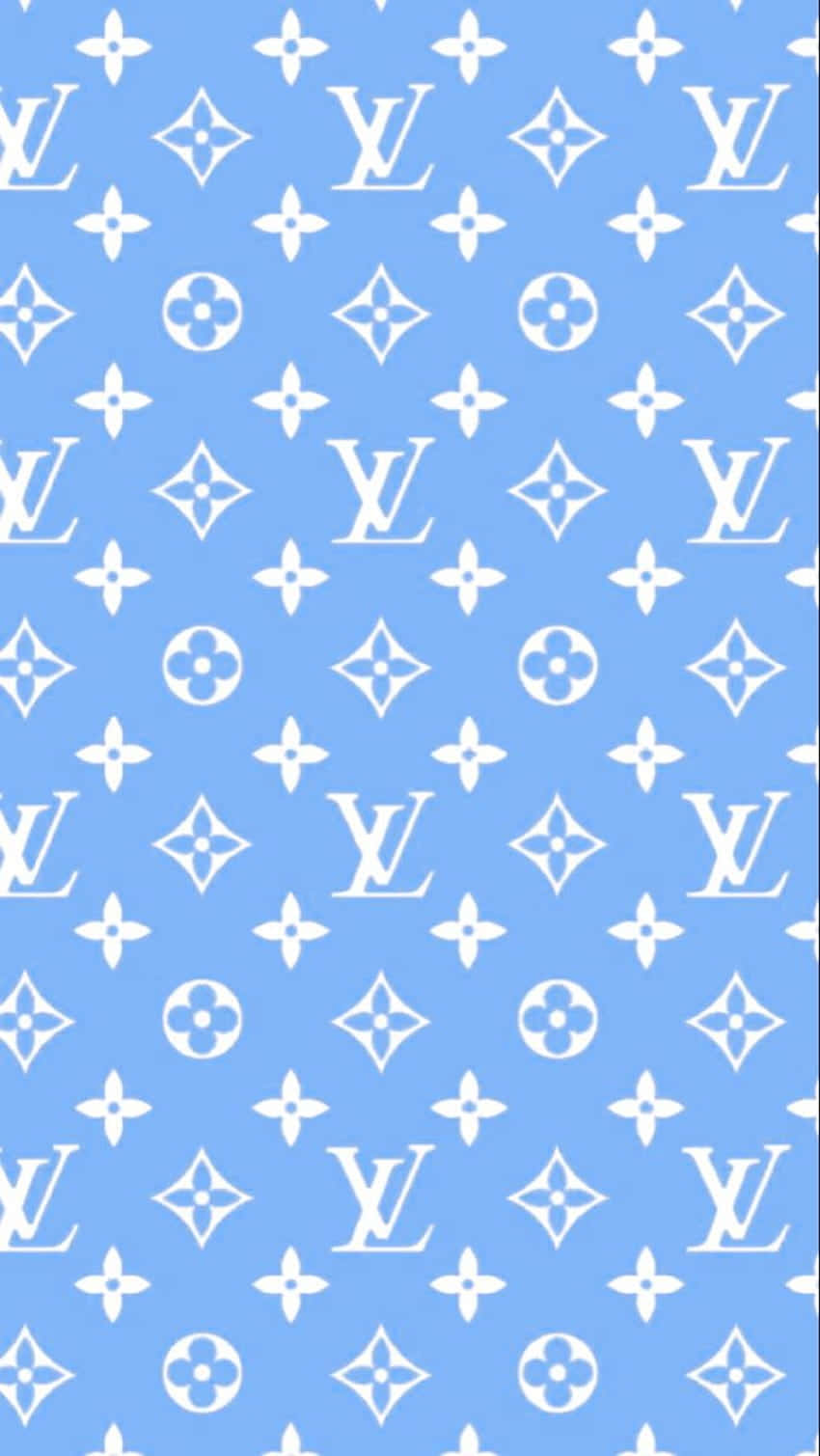 White Louis Vuitton Monogram On Light Blue Background