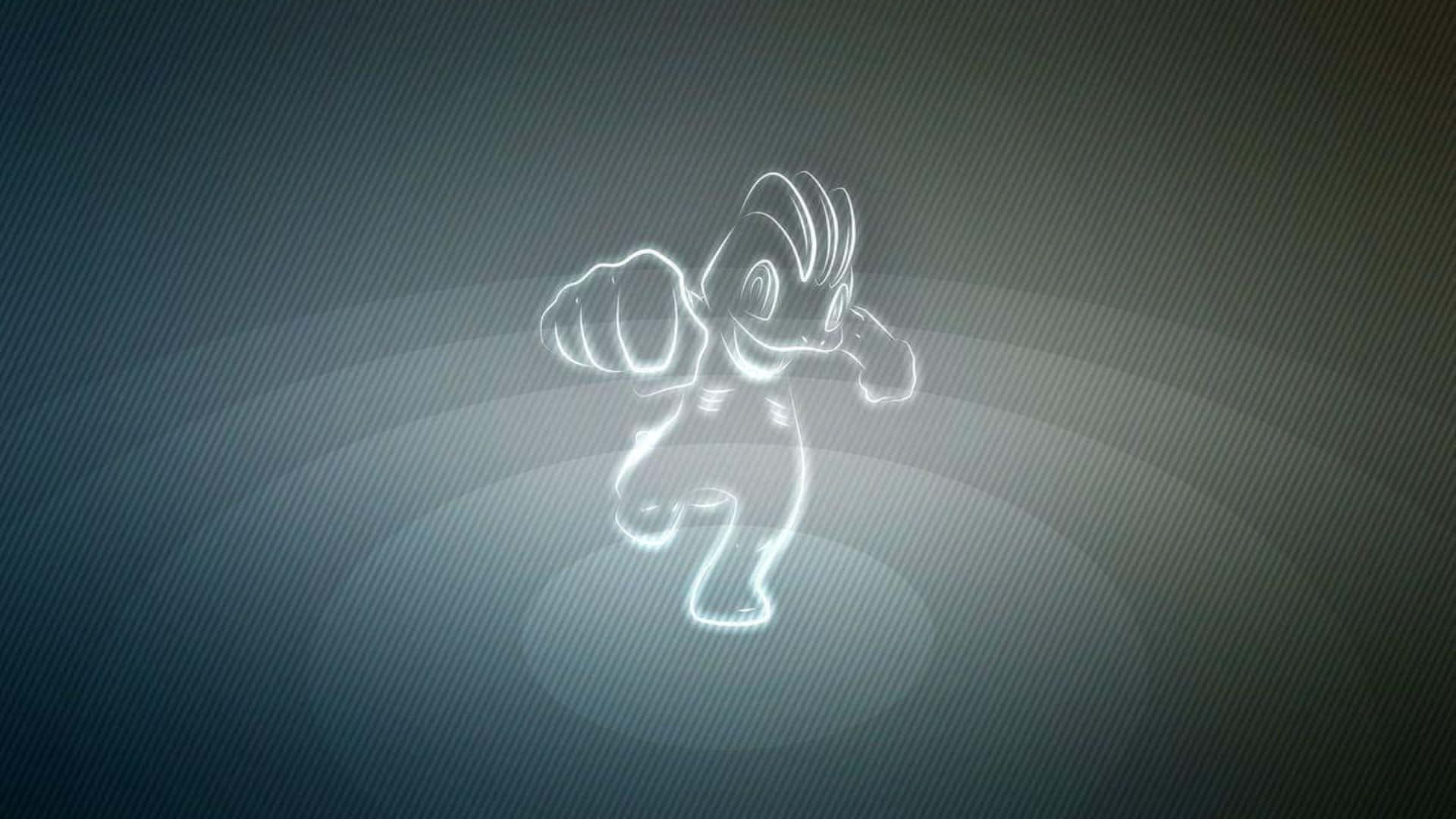 White Machop Outline On Textured Background