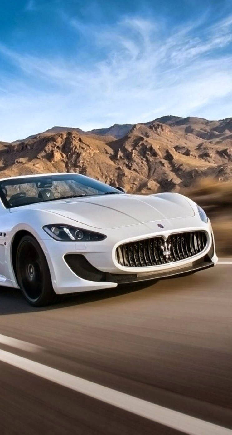 White Maserati Grancabrio Car Iphone