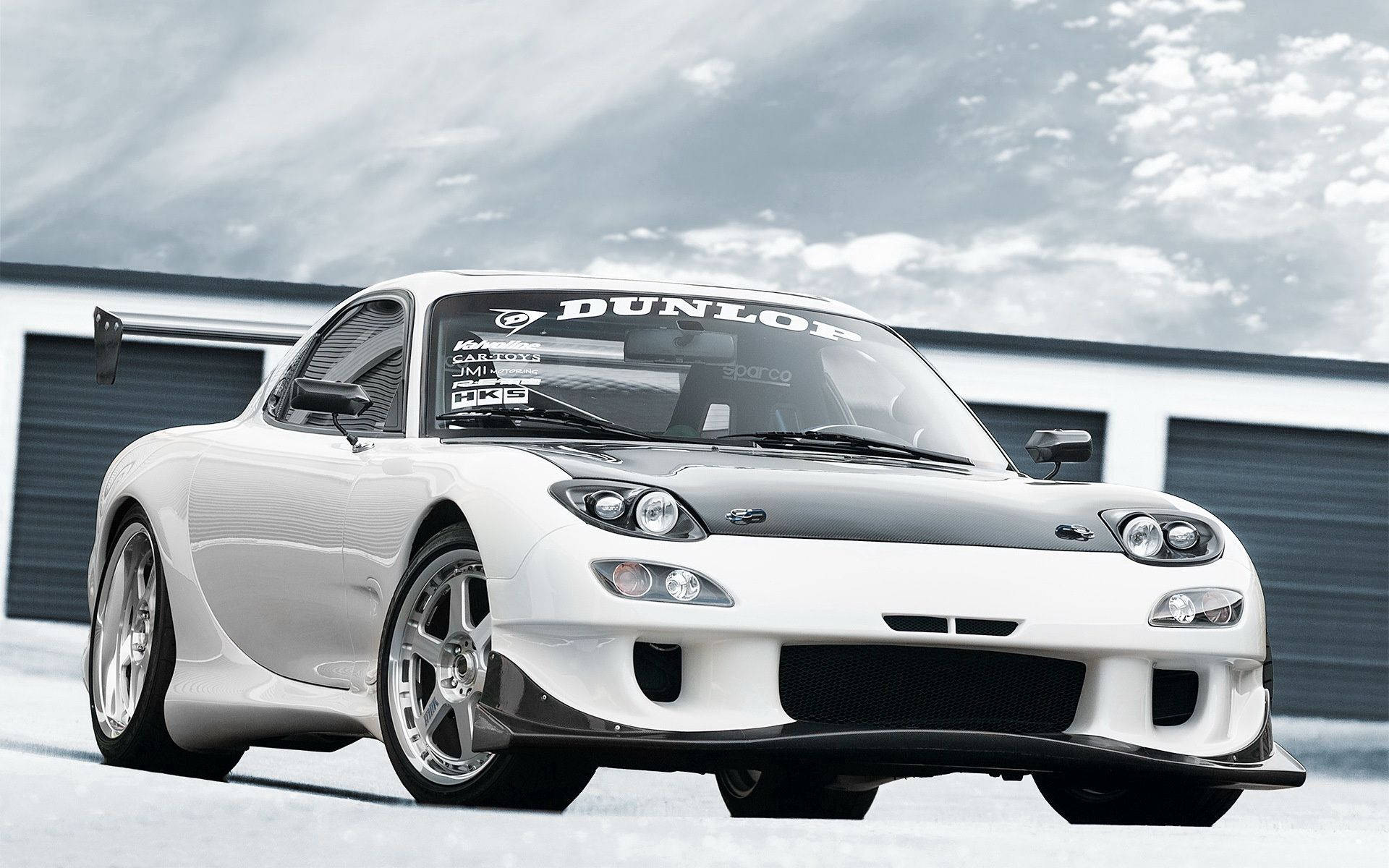 White Mazda Rx-7 Dunlop Background