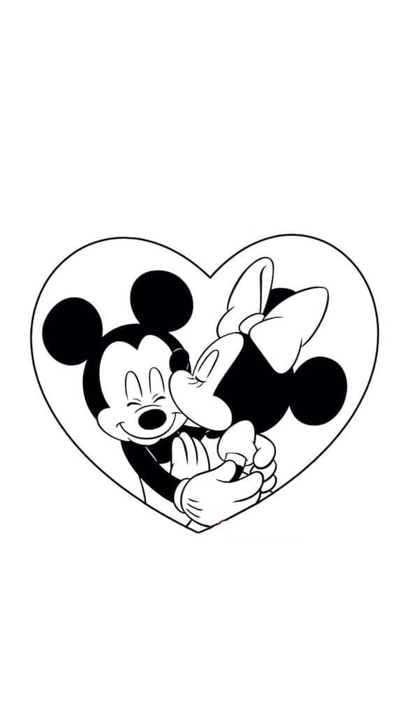 White Mickey Mouse And Minnie Heart Background