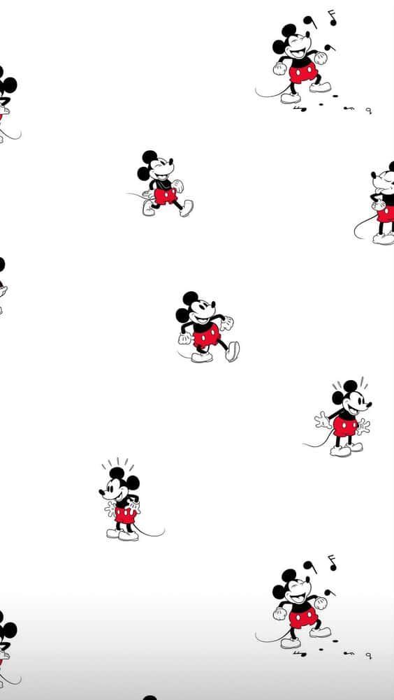 White Mickey Mouse Different Expressions Background