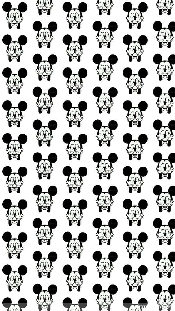 White Mickey Mouse Face Pattern Phone Background