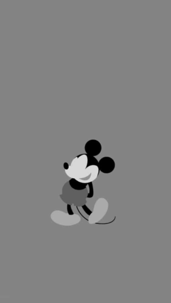 White Mickey Mouse Greyscale Background