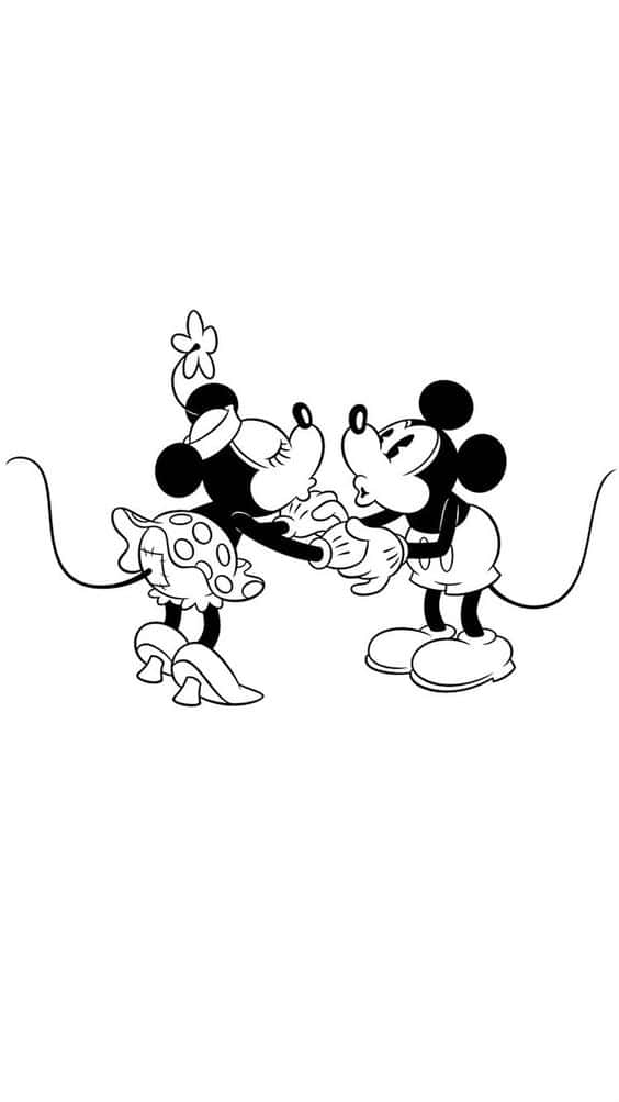 White Mickey Mouse Kissing Background