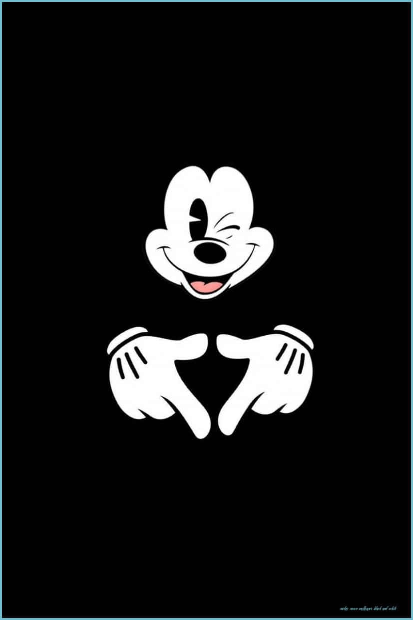 White Mickey Mouse Making A Triangle Background