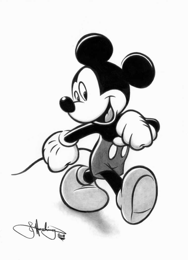 White Mickey Mouse Sketch Background