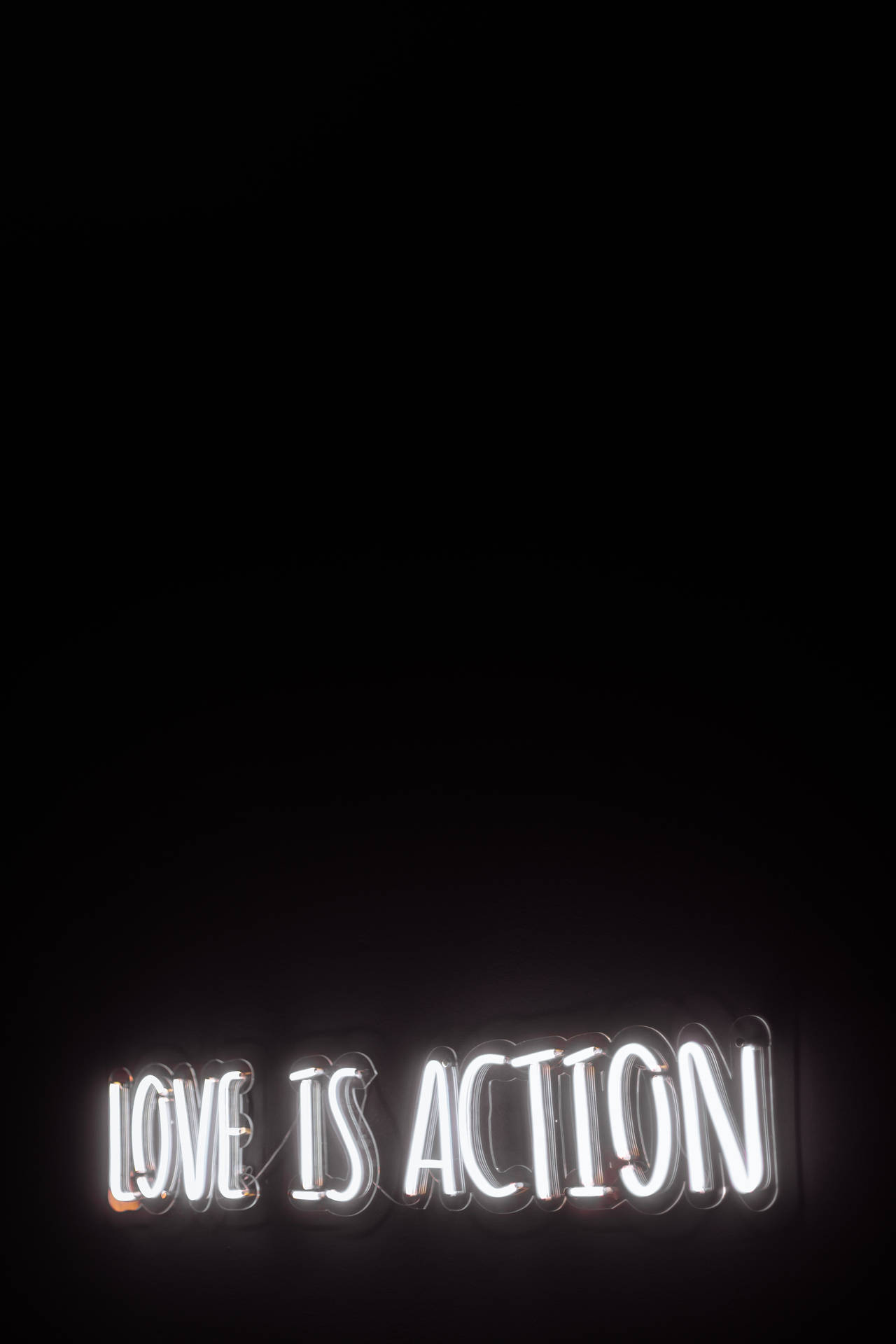 White Neon Aesthetic Love Is Action Background