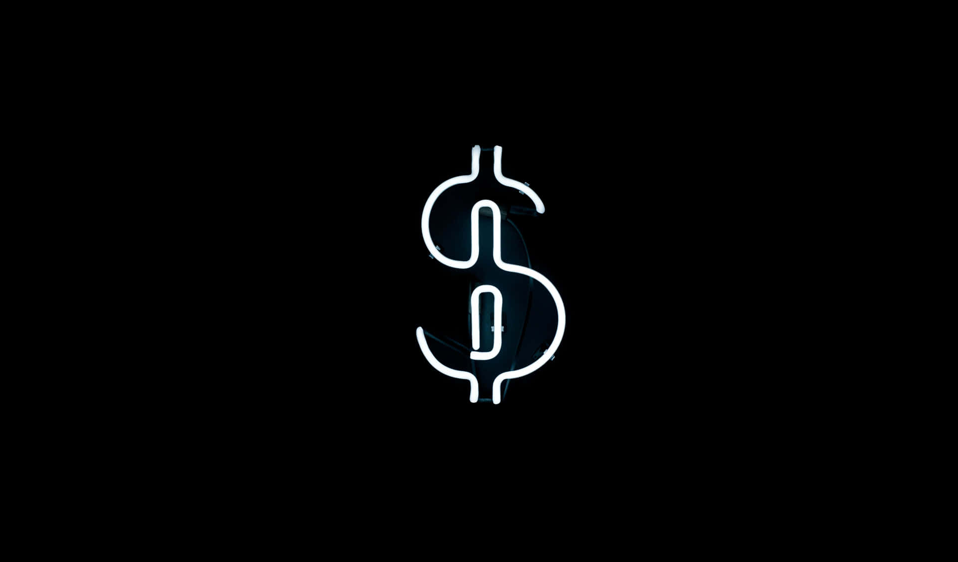 White Neon Dollar Sign Background