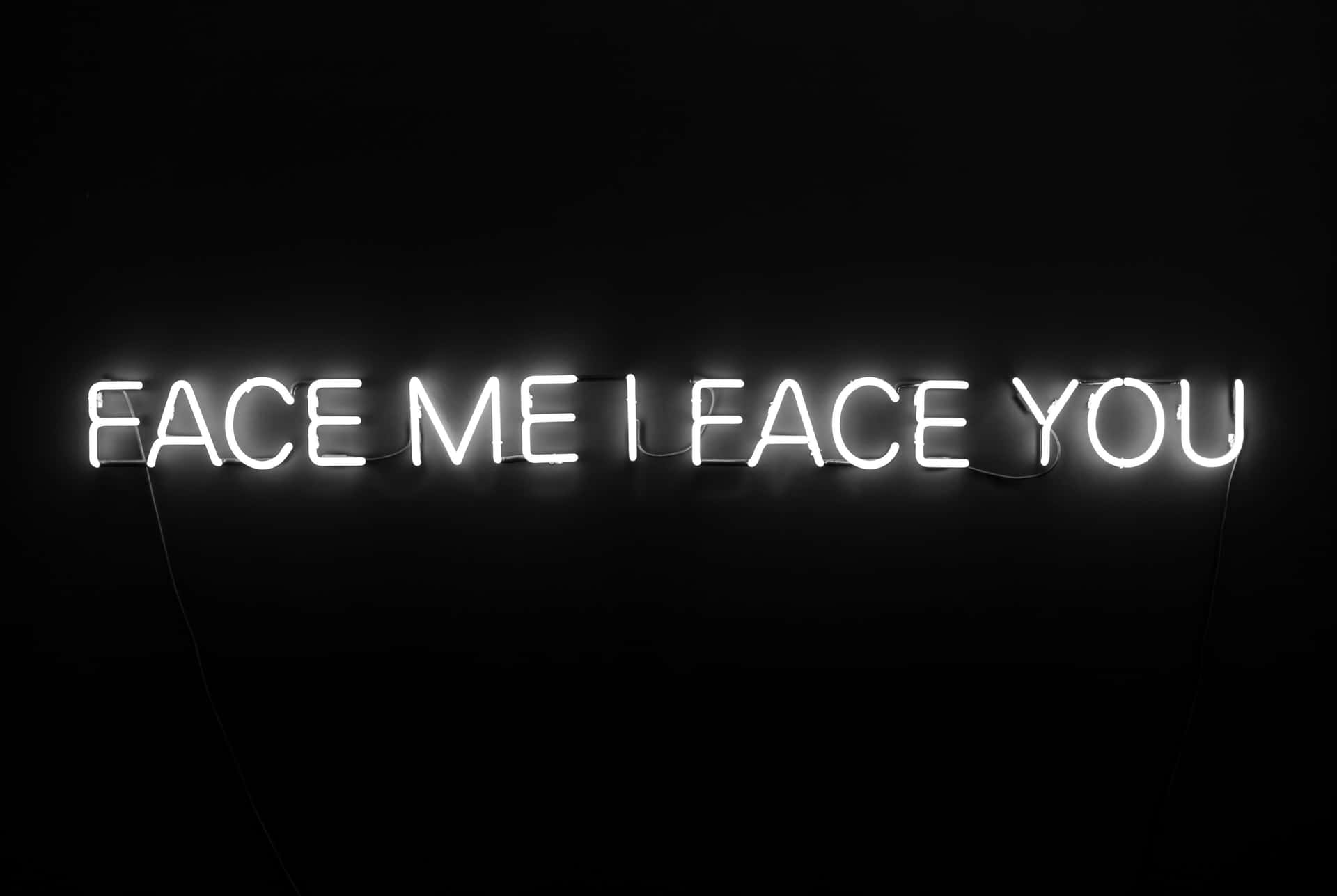 White Neon Face Me