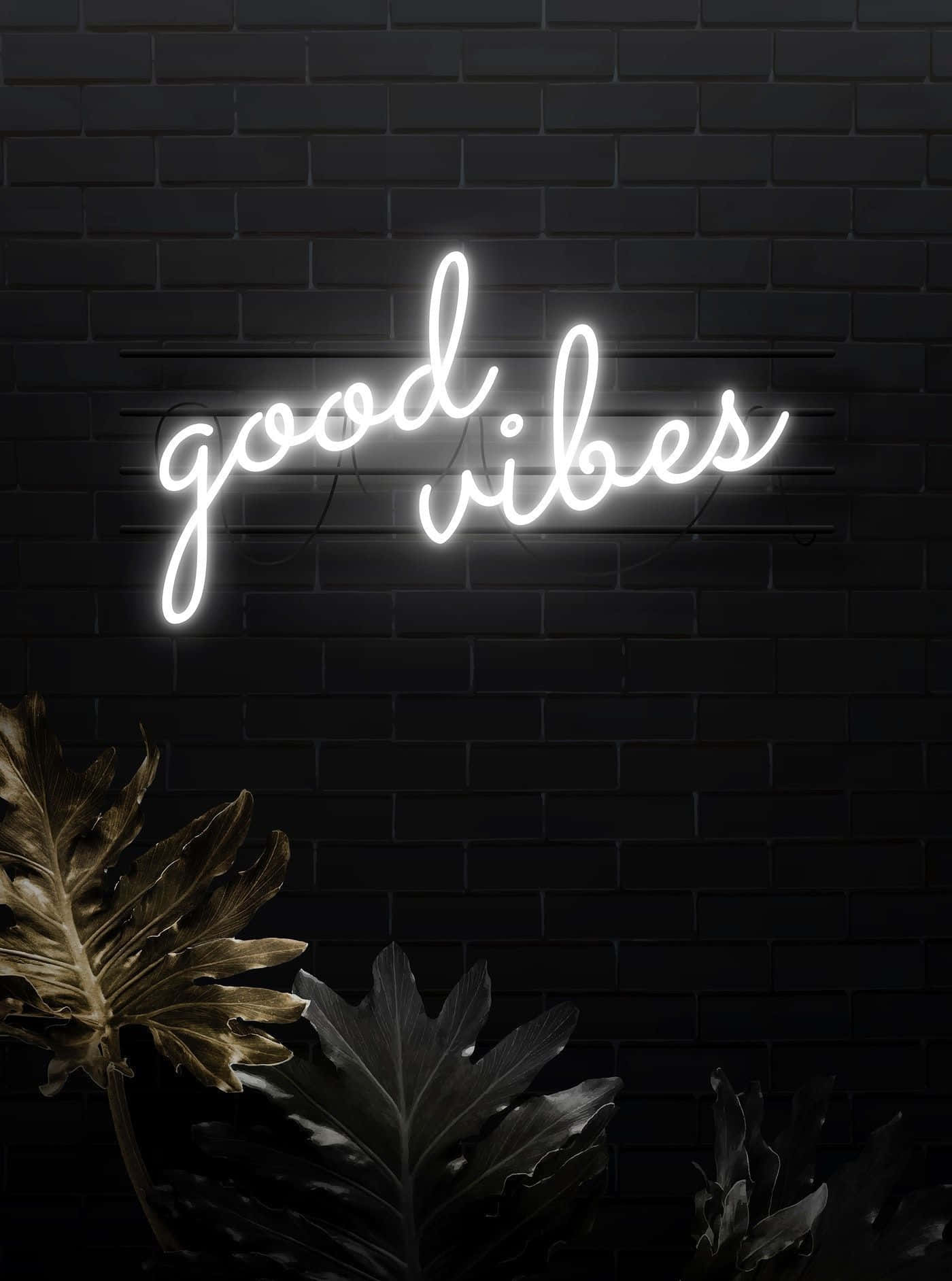 White Neon Good Vibes Background