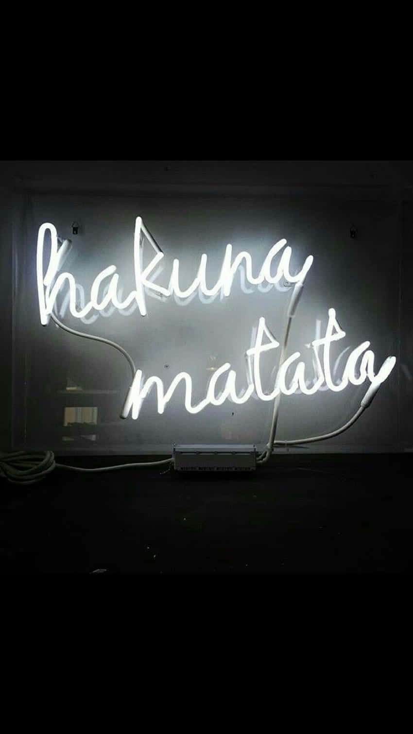 White Neon Hakuna Matata Background