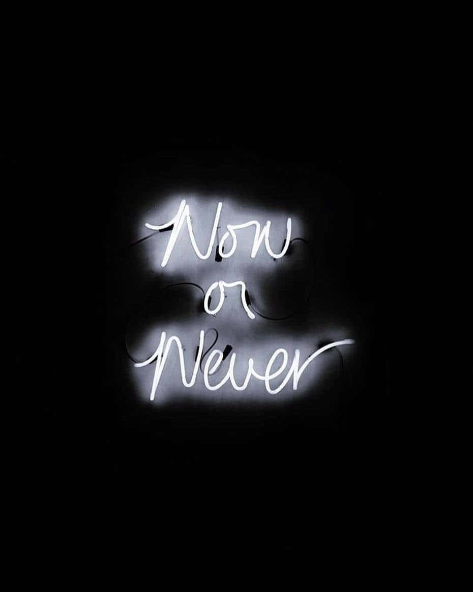 White Neon Now Or Never Background