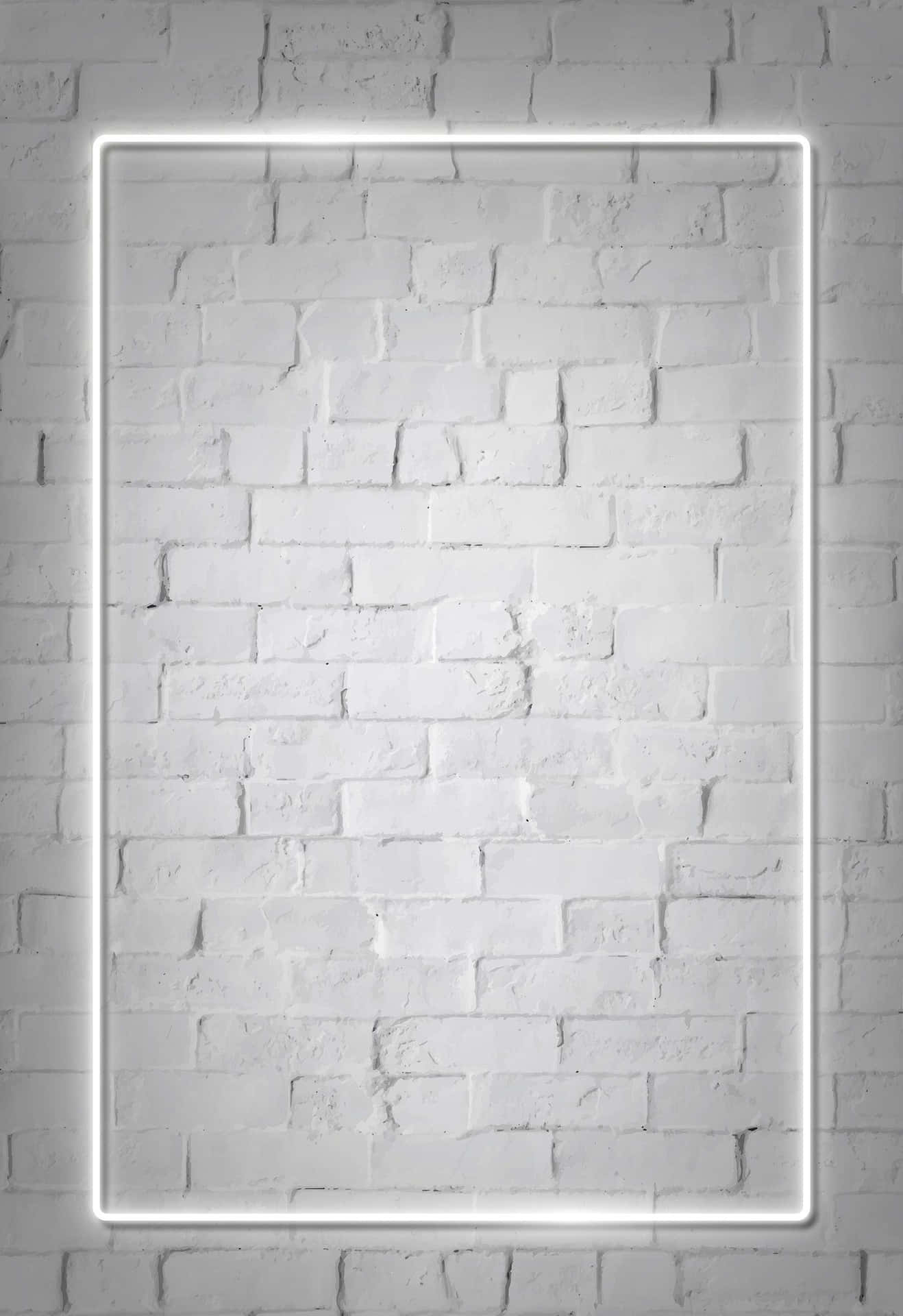 White Neon On Bricked Wall Background