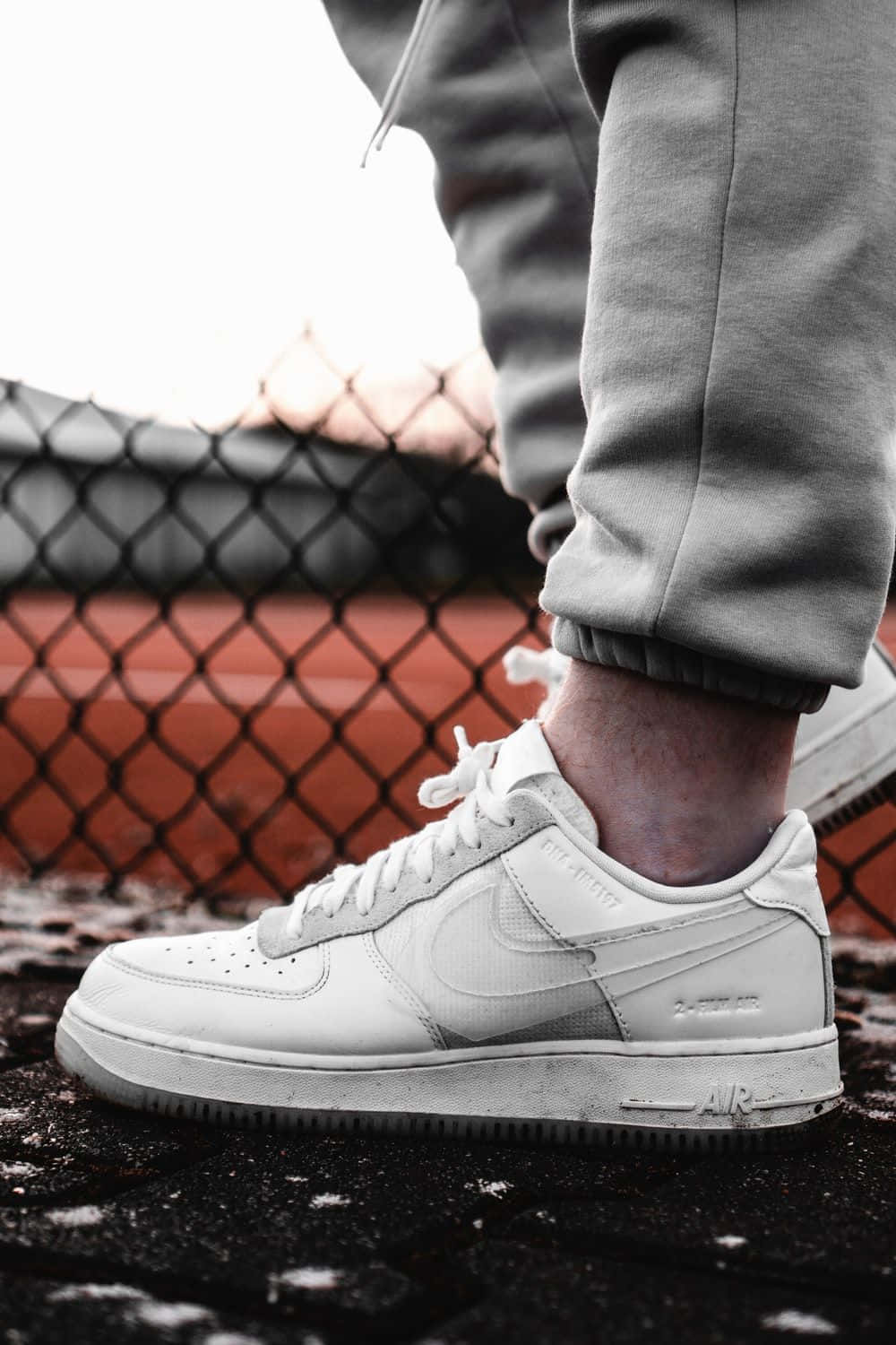 White Nike Af1 On Court Background