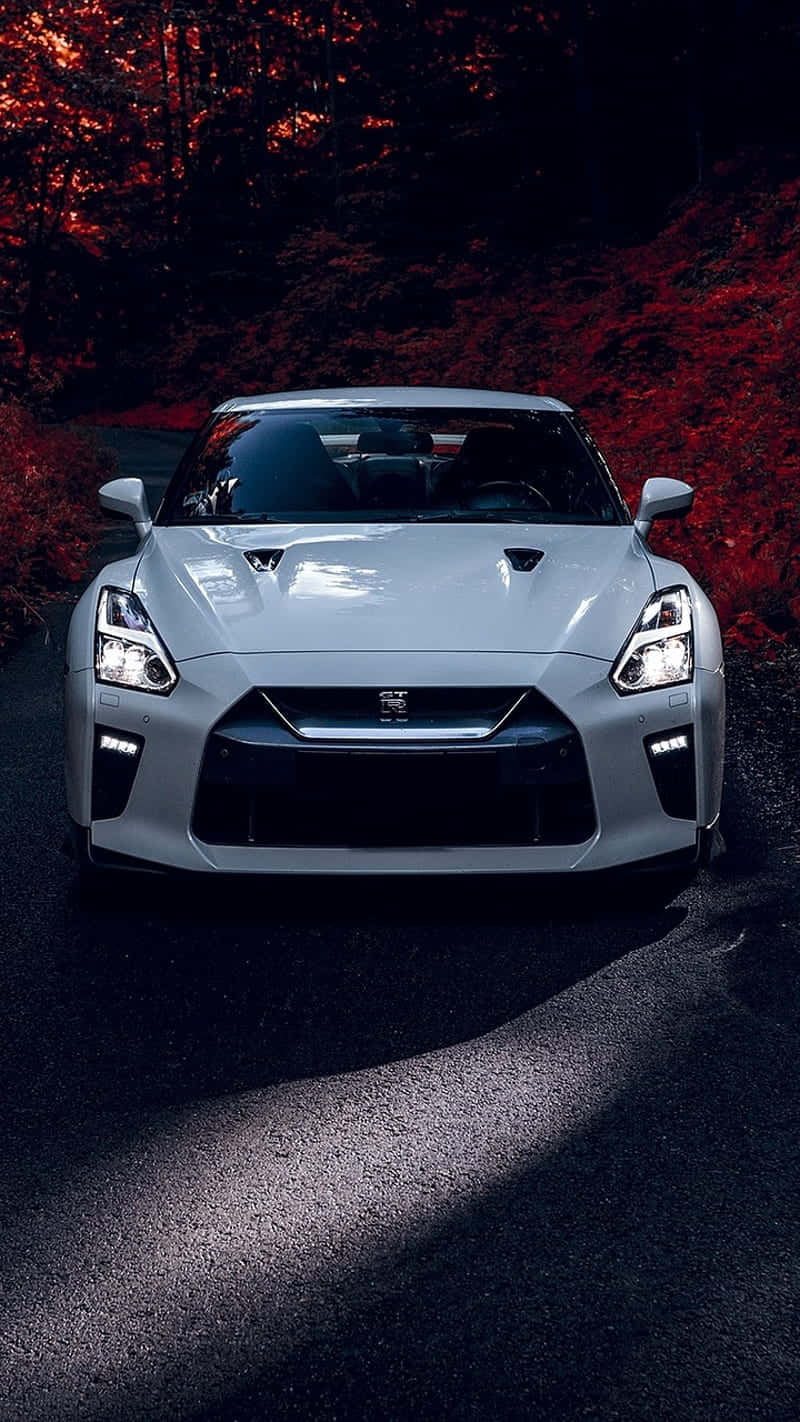 White Nissan R35 Gtr Front