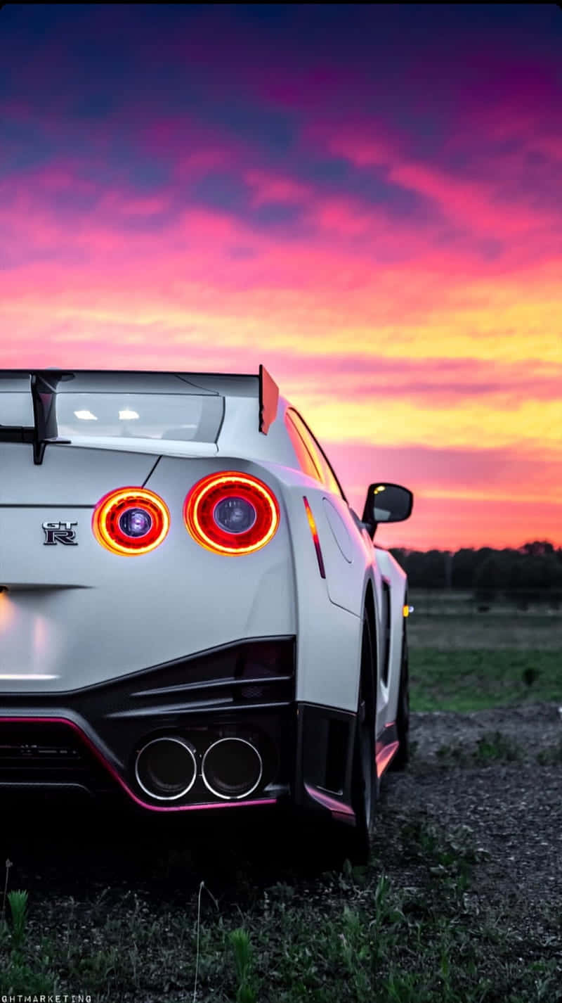 White Nissan R35 Gtr Orange Violet Sky