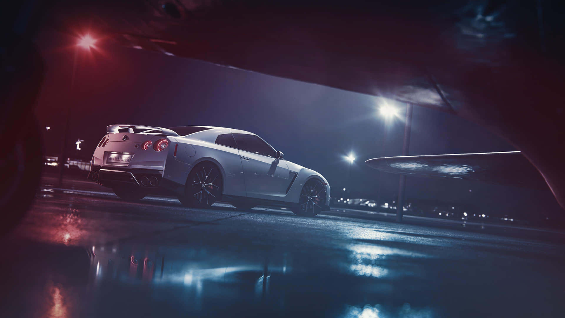 White Nissan R35 Gtr Sports Car Model Background