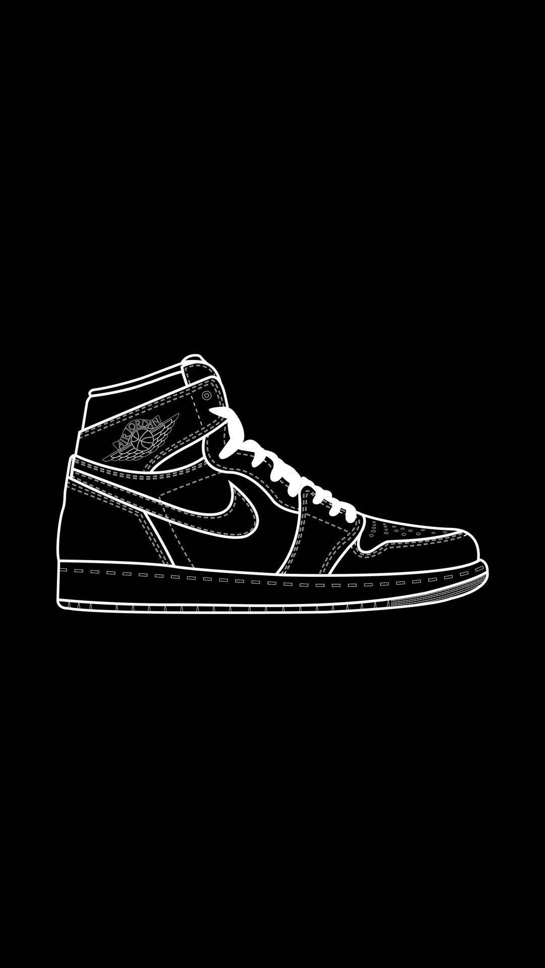 White Outline Cartoon Nike Shoes Background