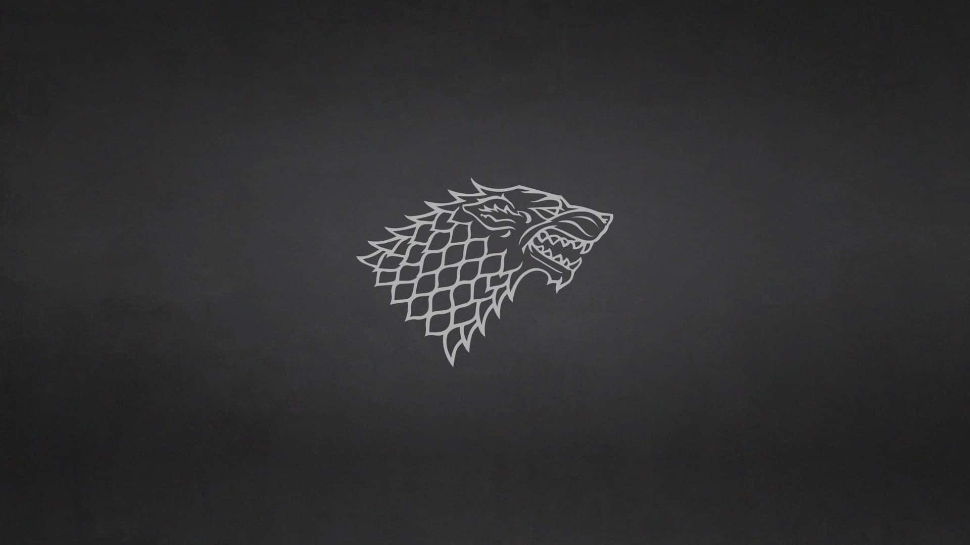 White Outline House Stark Dark Background