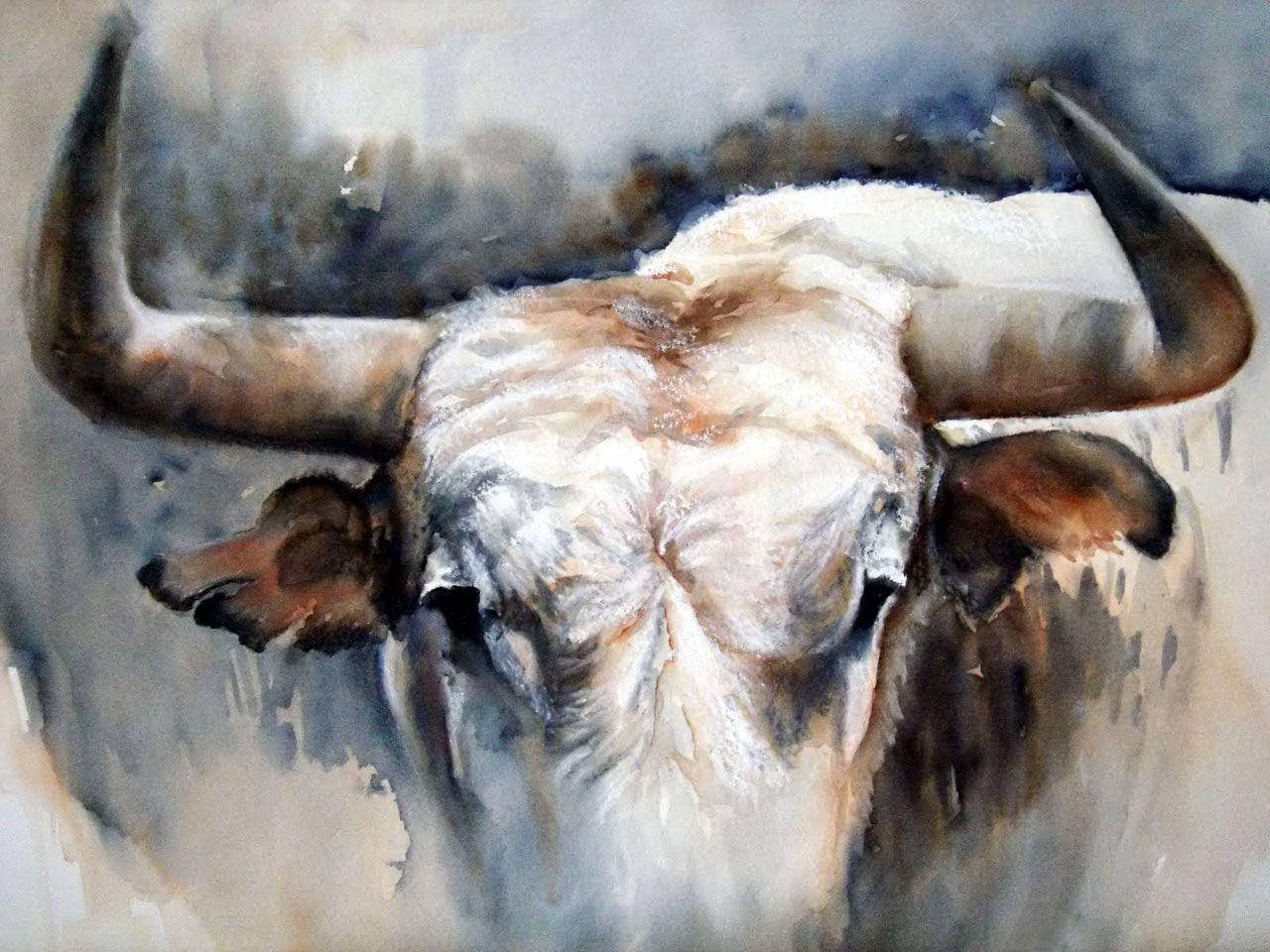 White Ox Painting Background
