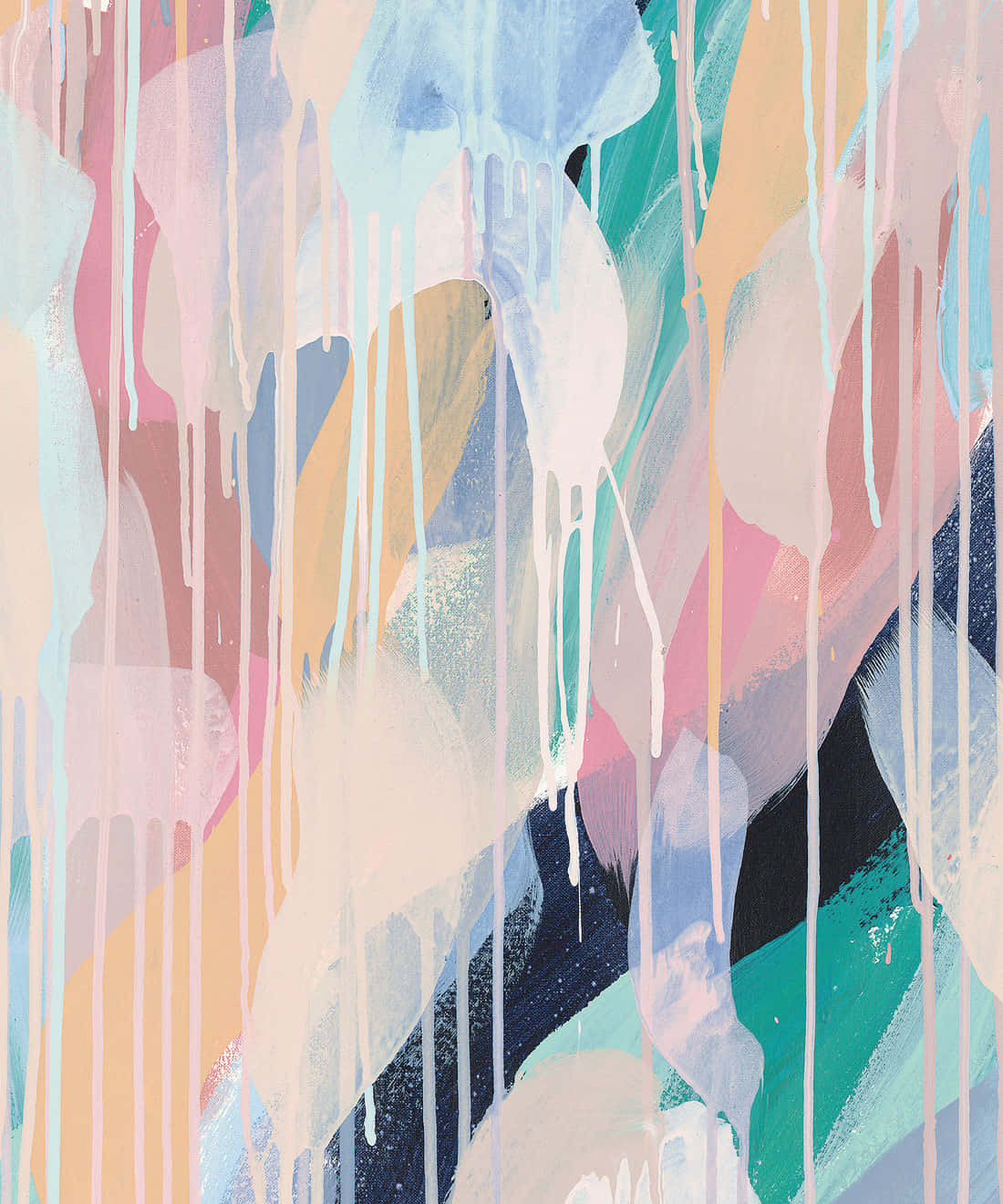 White Paint Drip Over Abstract Painting Background