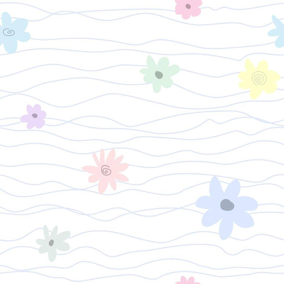 White Pastel With Colorful Flowers Background