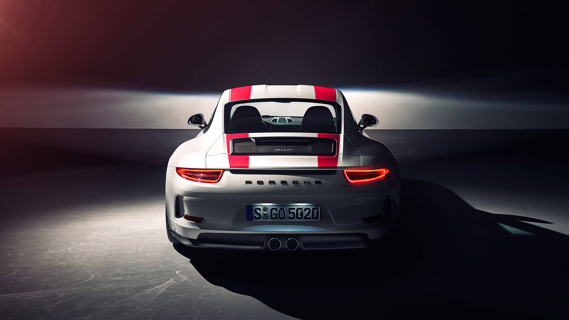 White Porsche 911 With Red Stripes Background