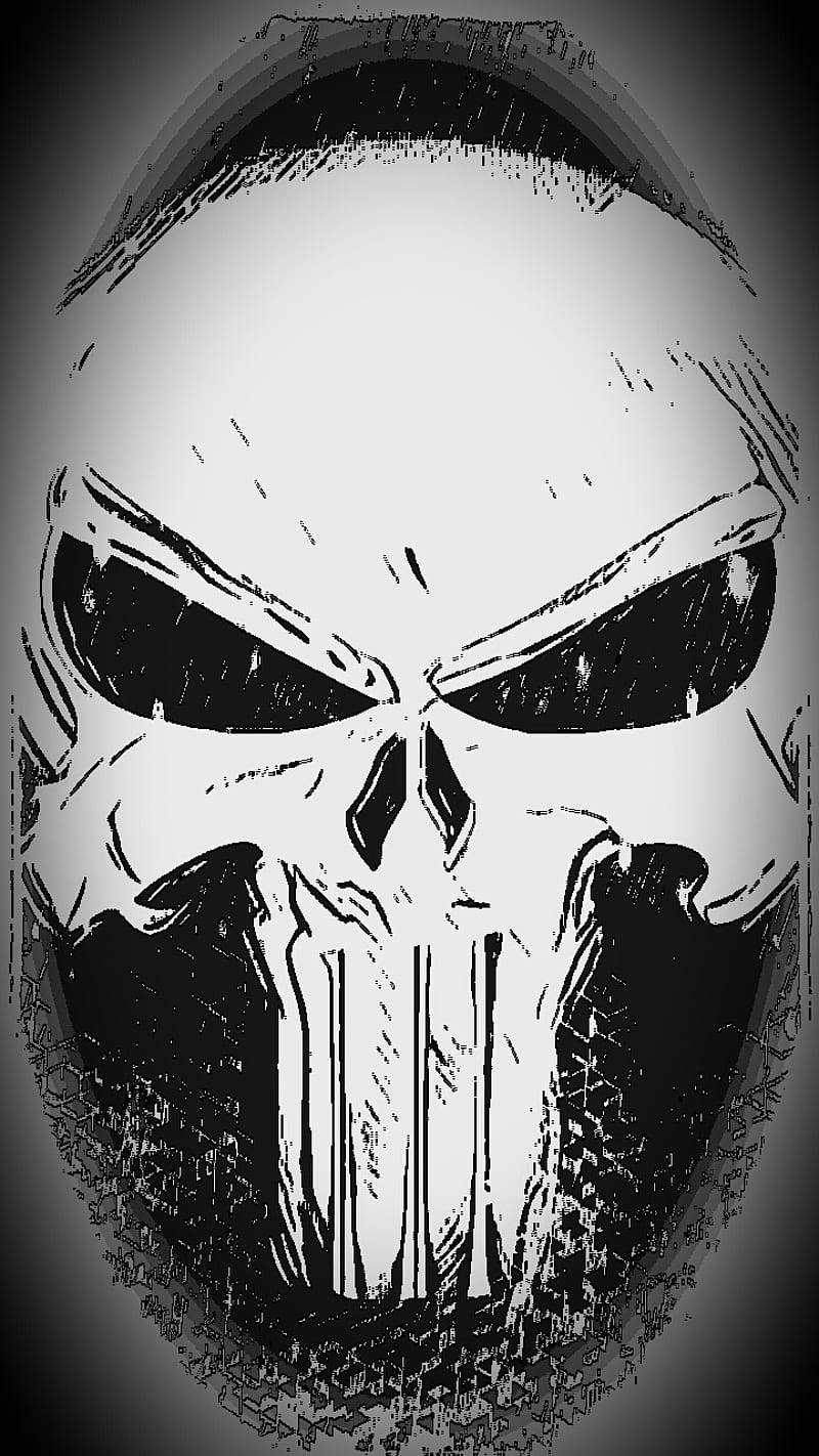 White Punisher Skull Background