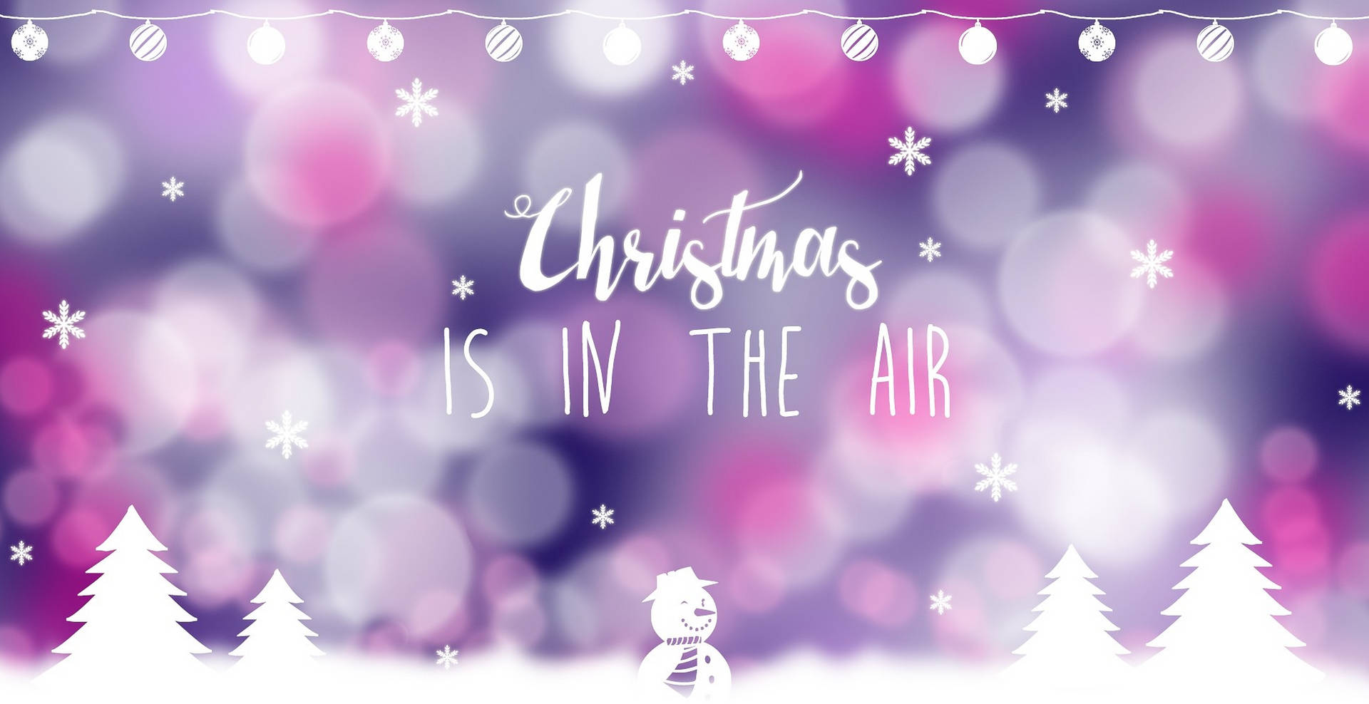 White Purple Christmas Aesthetic Desktop Background