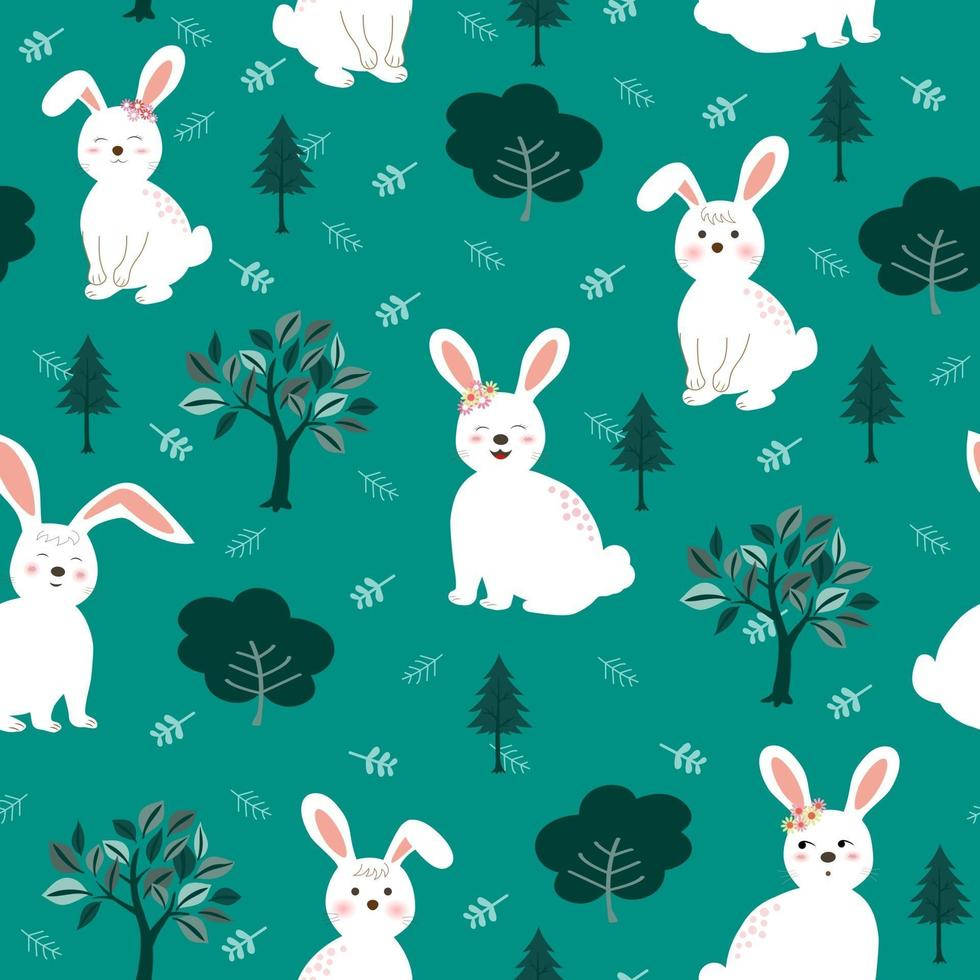 White Rabbits And Trees Background