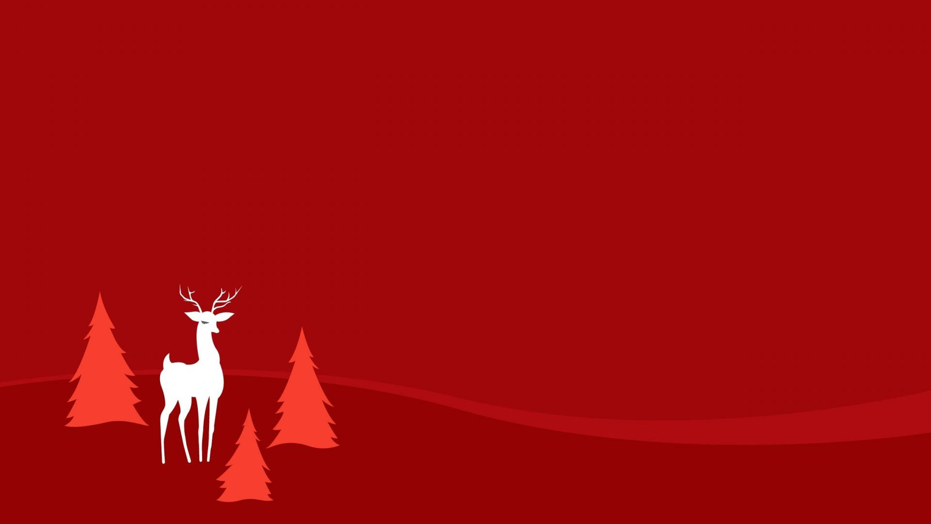 White Reindeer On Red Christmas Background Background