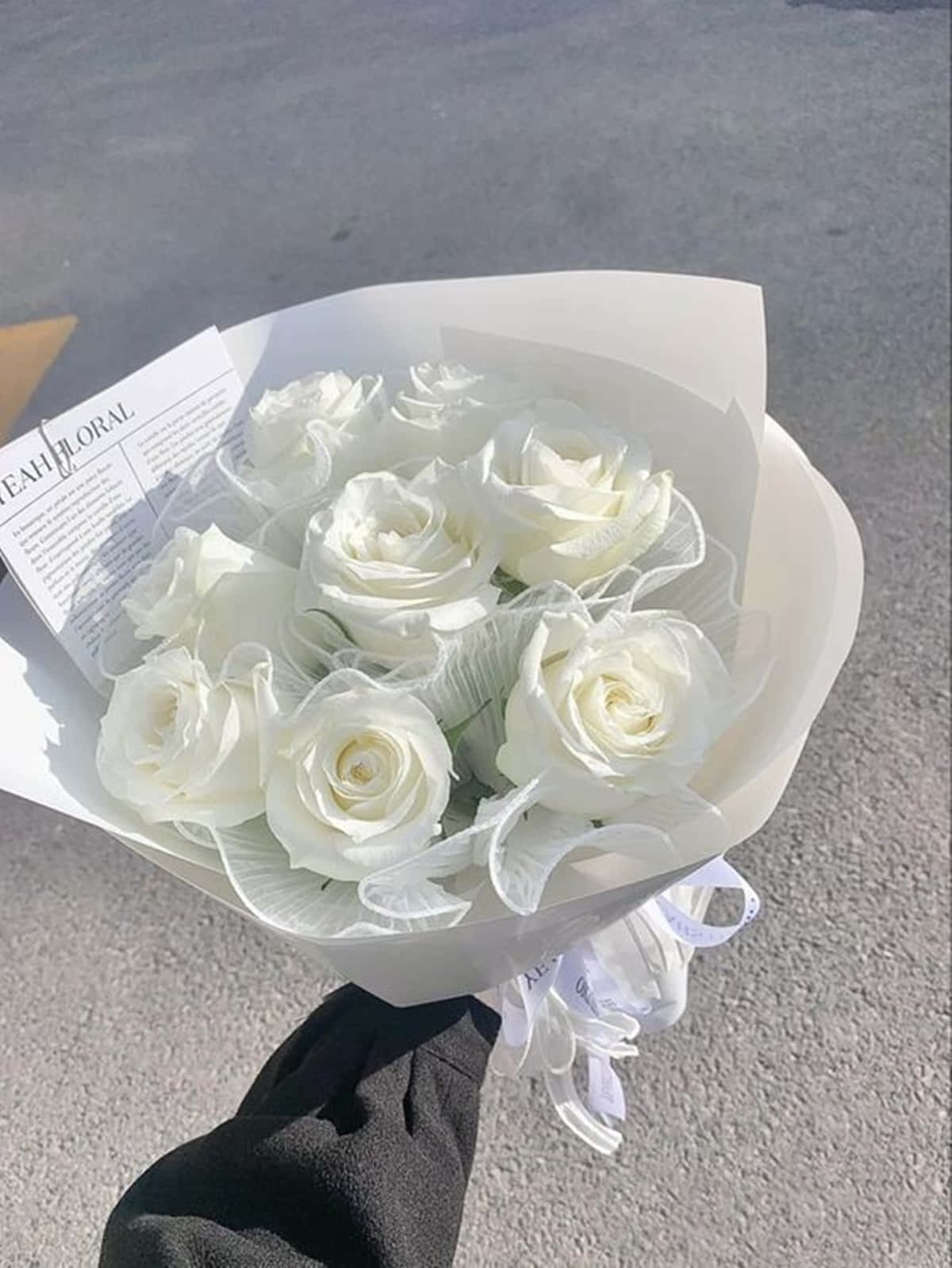 White Rose Aesthetic Bouquet High Angle Shot