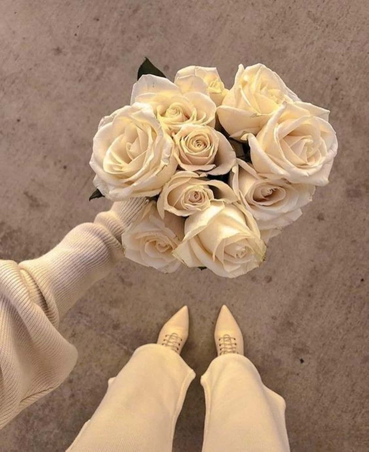 White Roses Aesthetic Wedding Bouquet Top-angle Shot