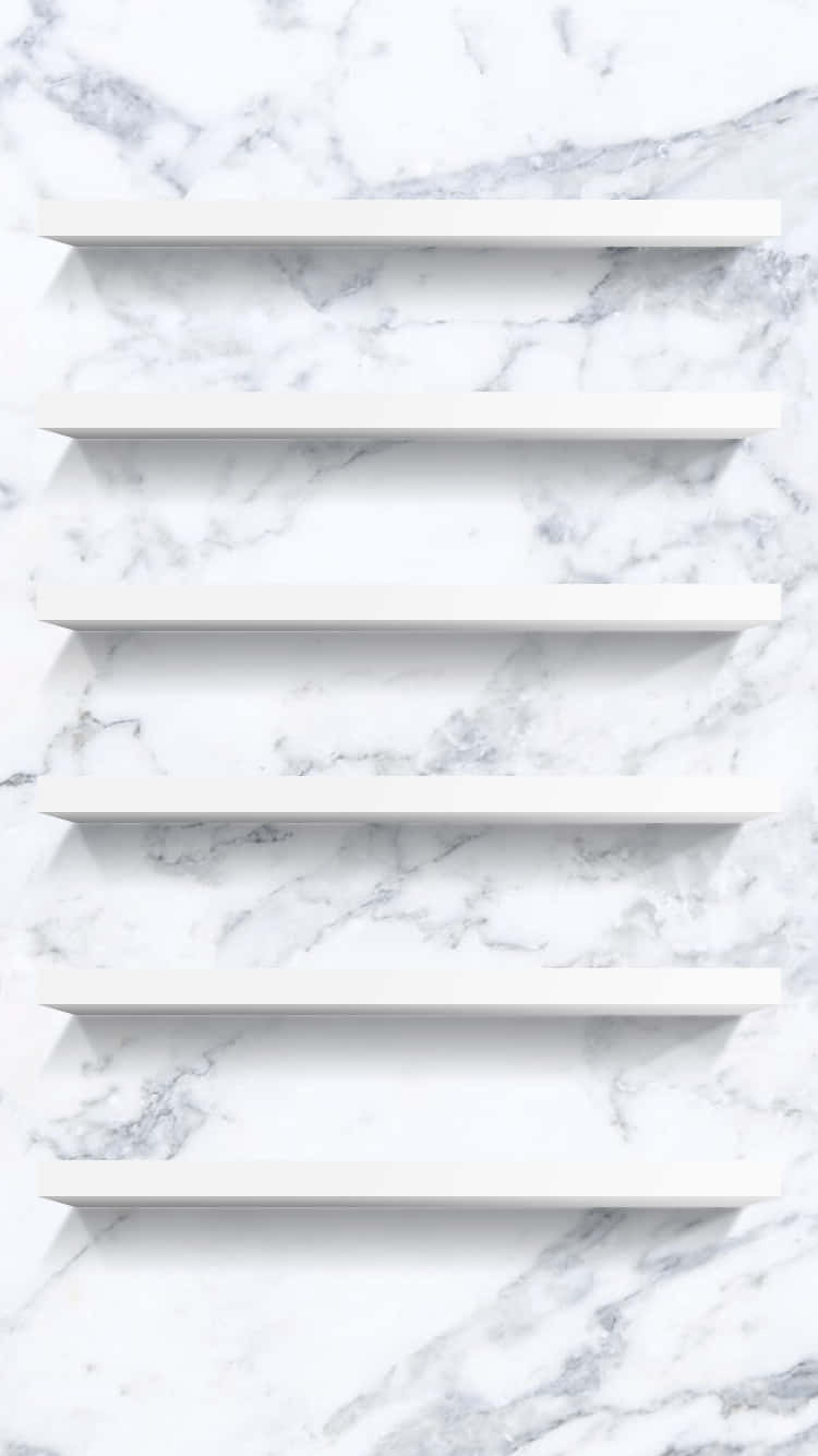 White Shelves On A Marble Background