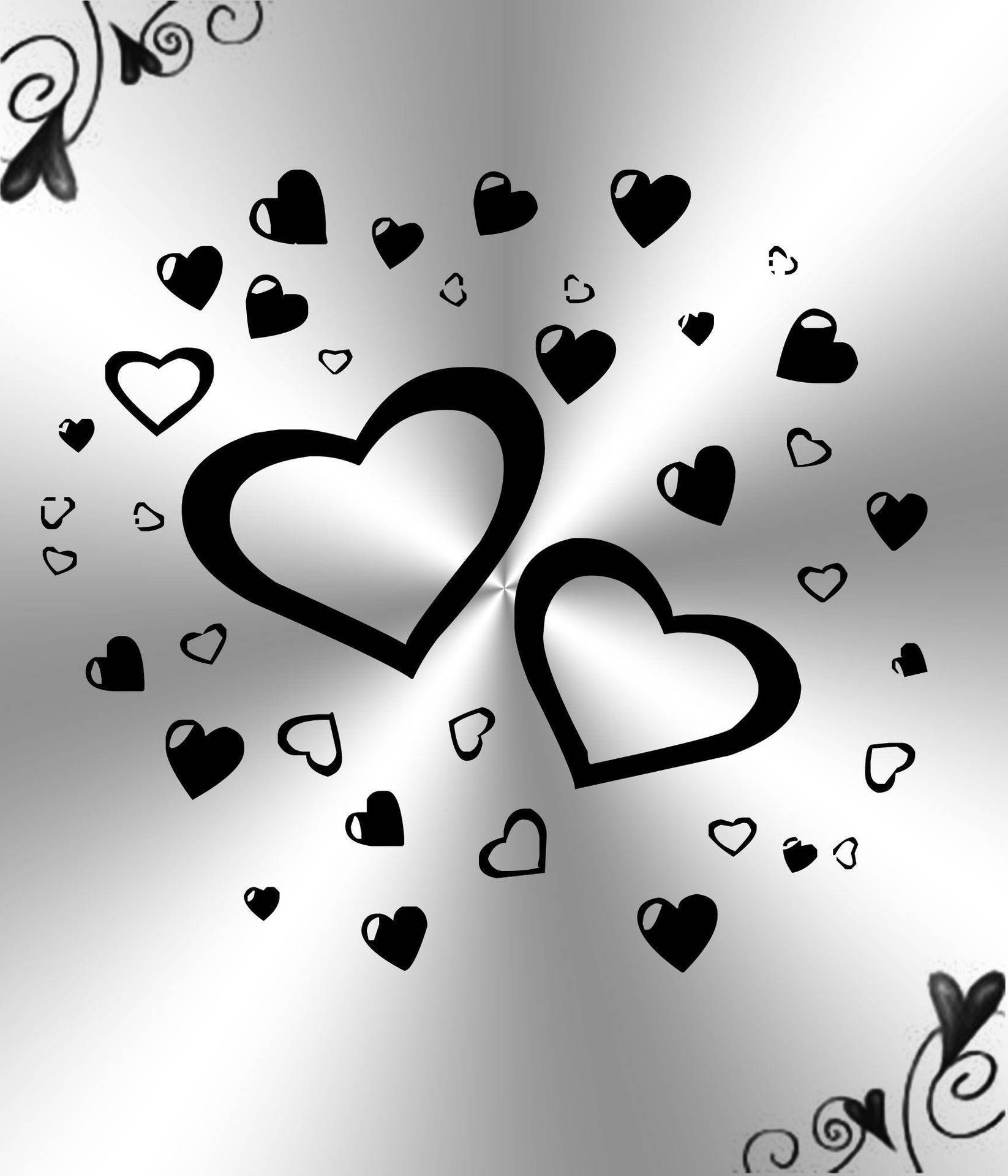 White Silver Heart Background