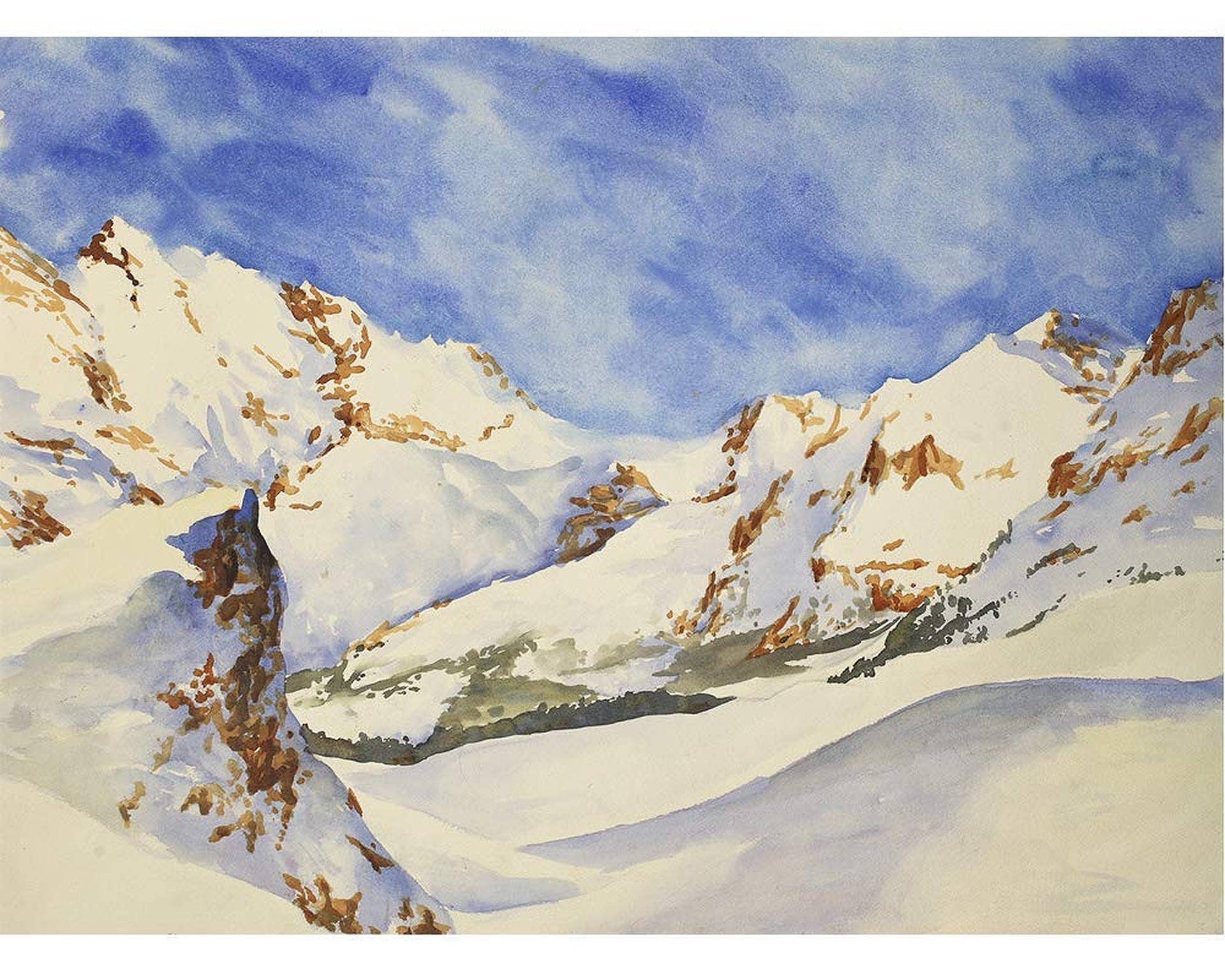 White Snow Swiss Alps Background