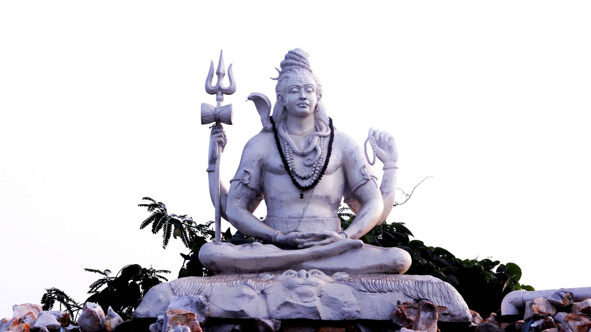 White Statue Of Lord Shiva Hd Background