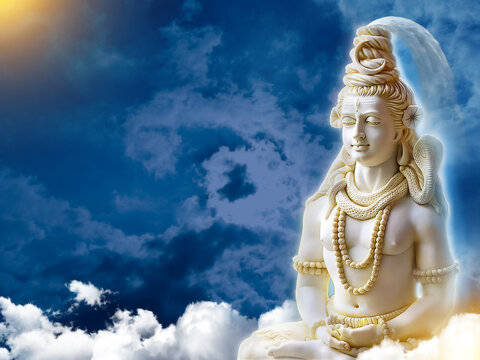 White Statue Of Shiva Bholenath 3d