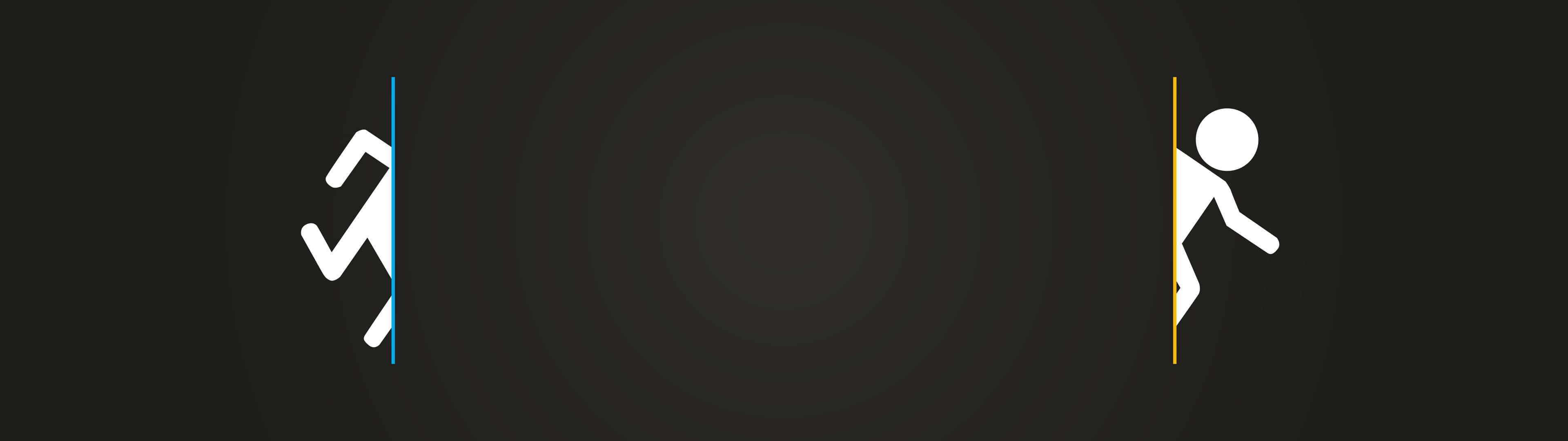 White Stick Figure Portal Multi Monitor Display Background