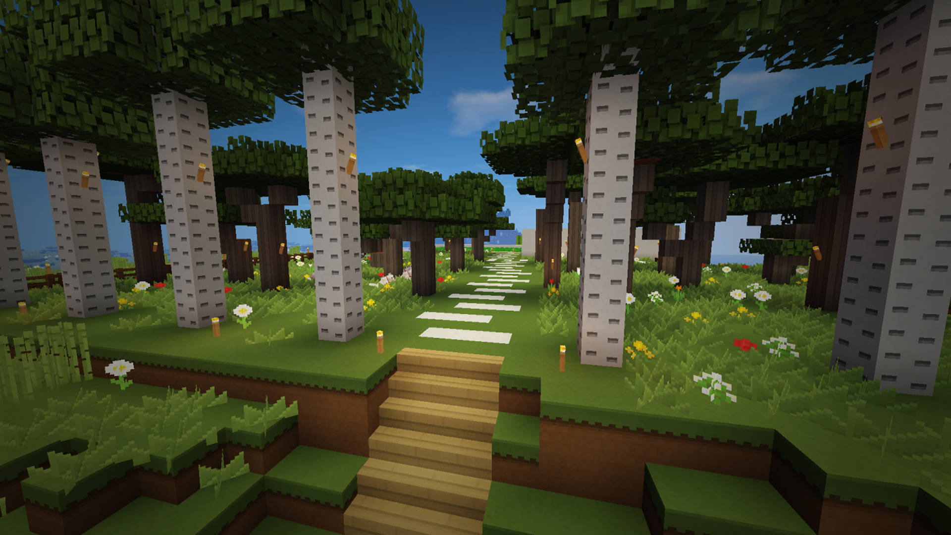 White Stone Path 2560x1440 Minecraft Background