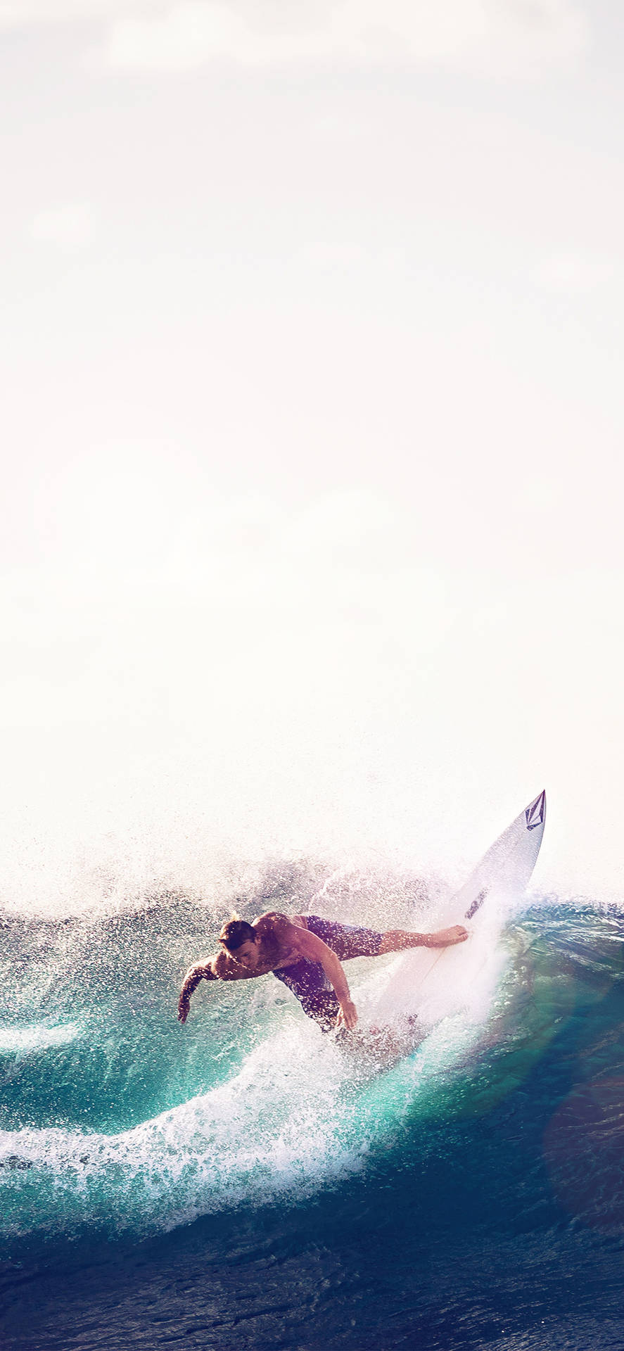 White Surfboard Riding The Waves Sports Iphone Background