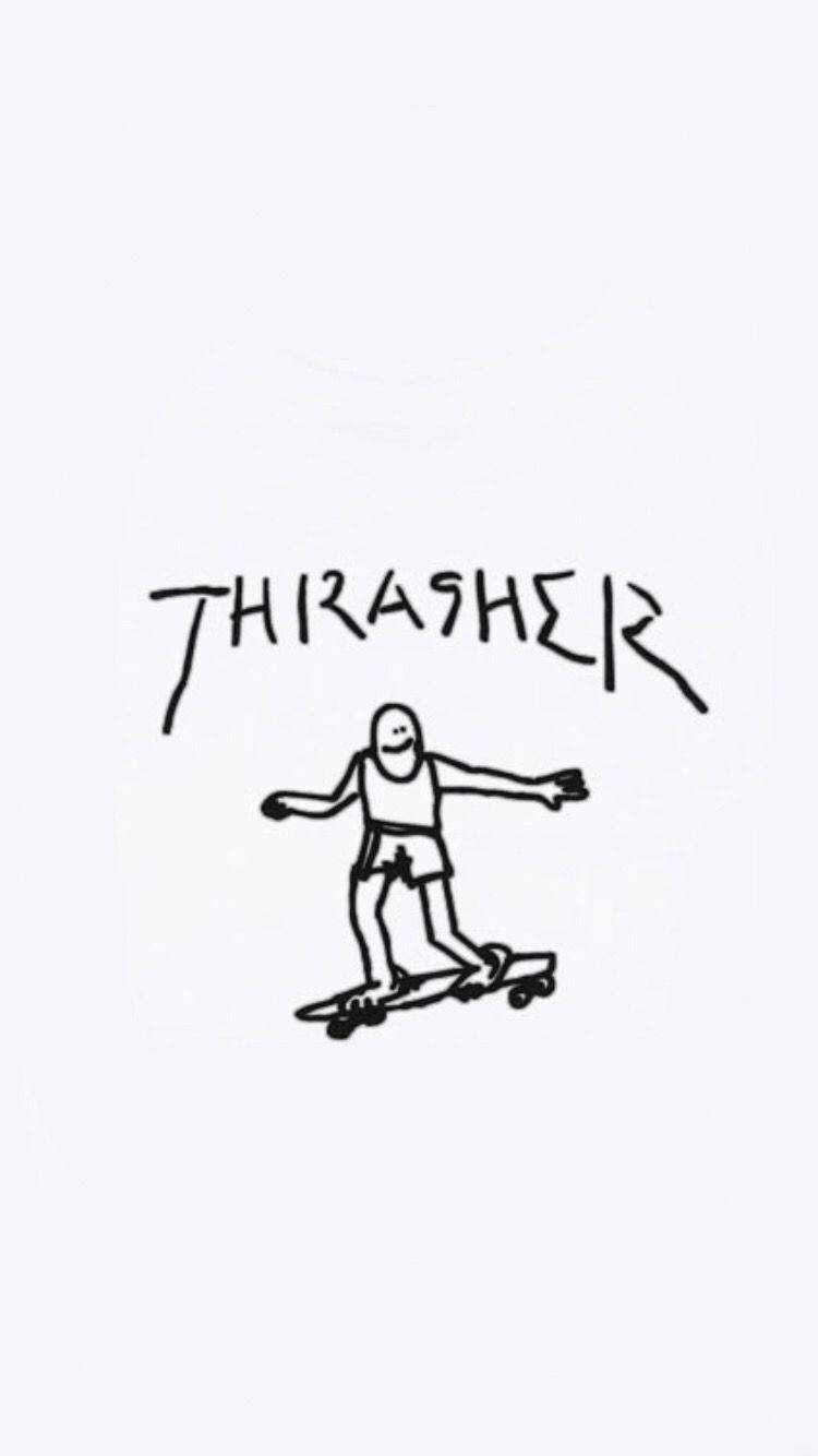 White Thrasher Skateboard Iphone Background