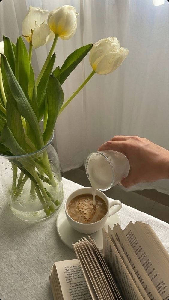 White Tulips And Coffee Aesthetic