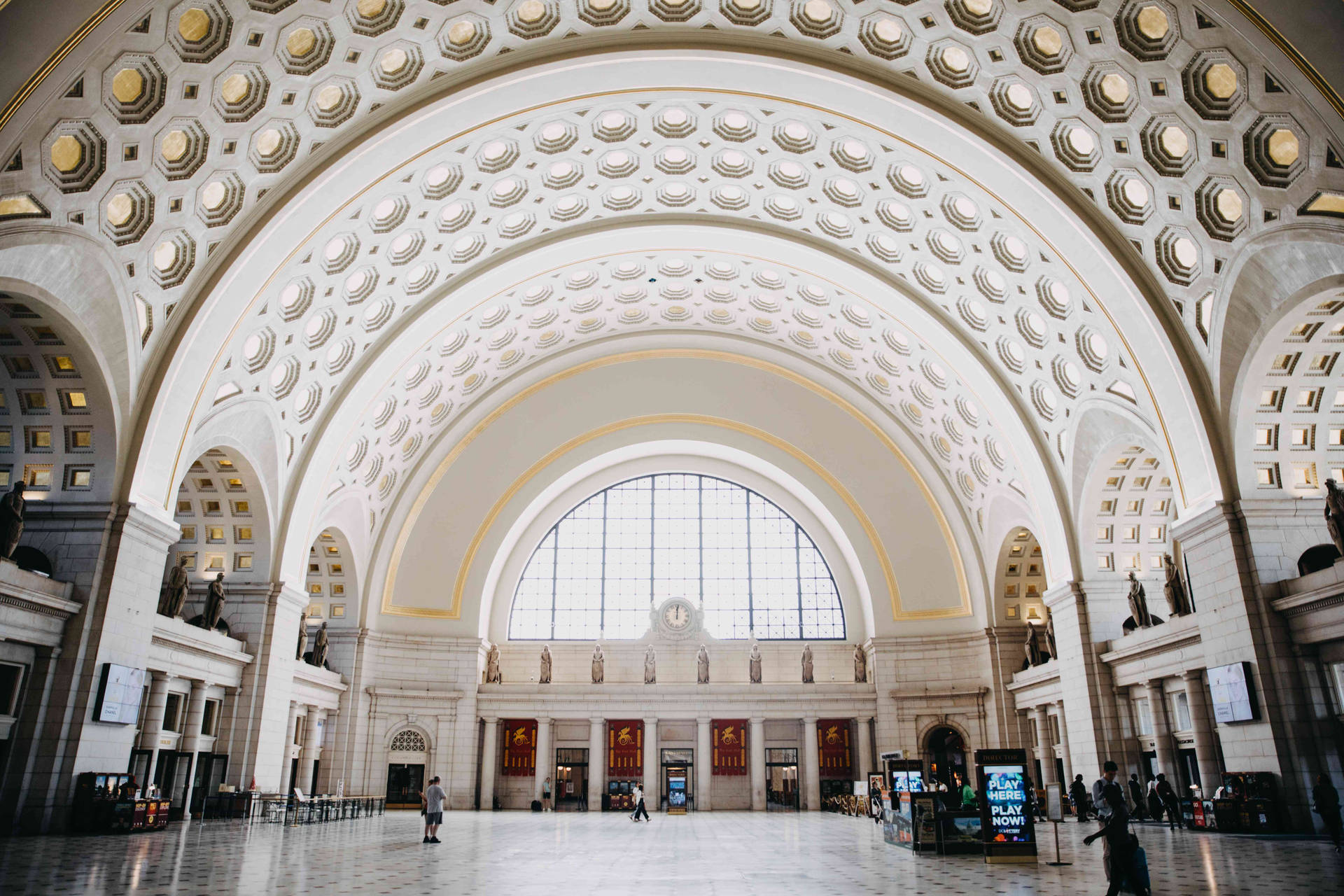 White Union Station Arched Ceiling Background