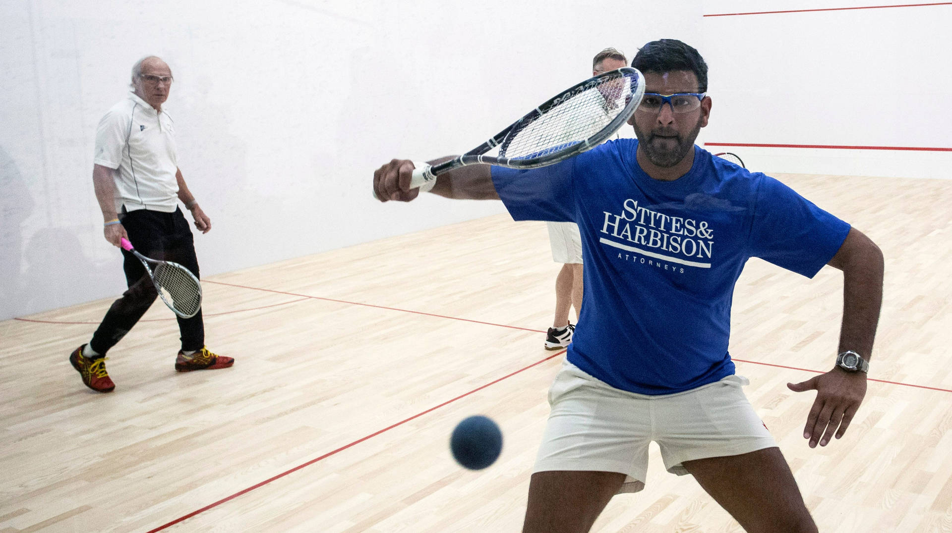 White Versus Blue Racquetball Match Background