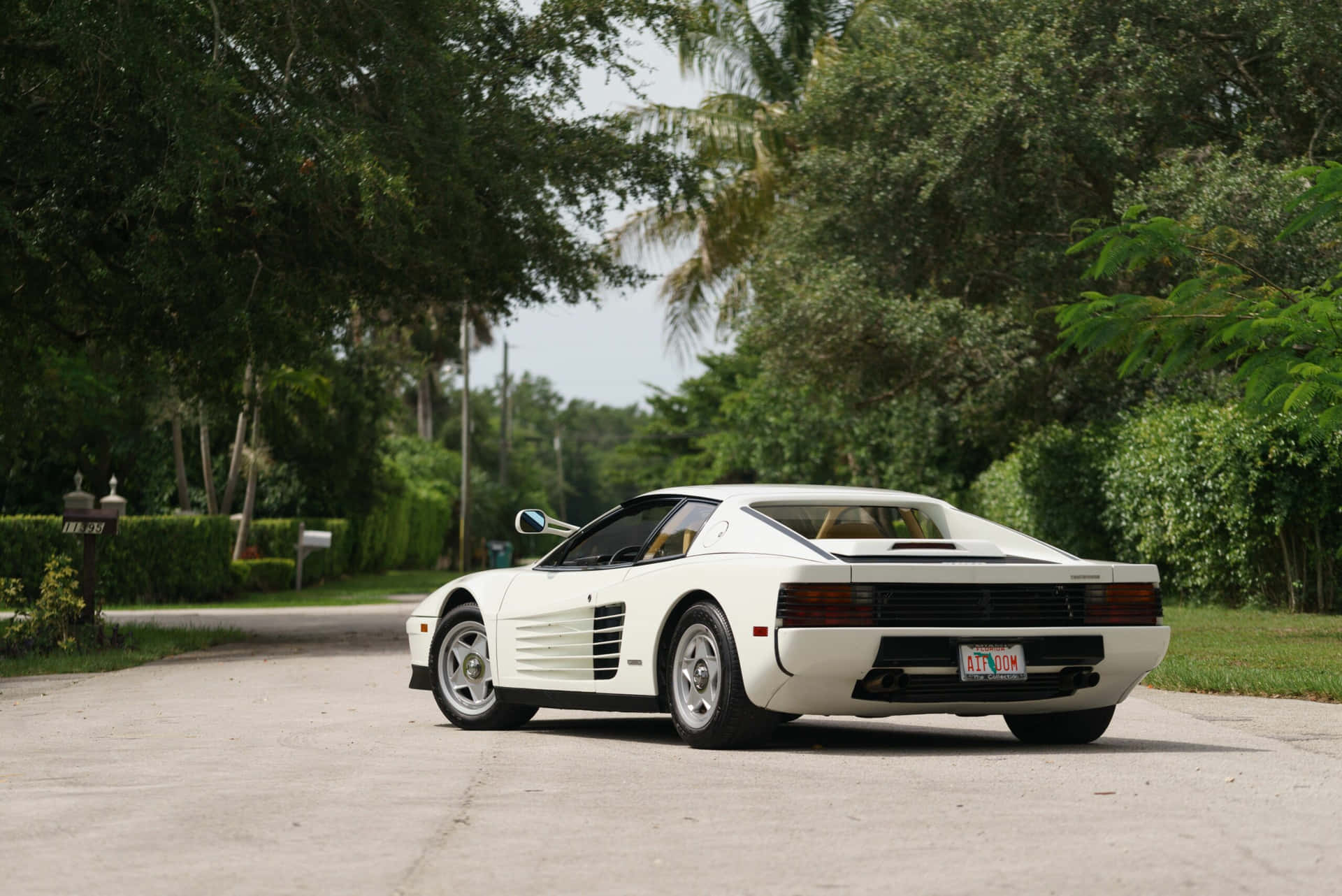 White Vintage Ferrari Background