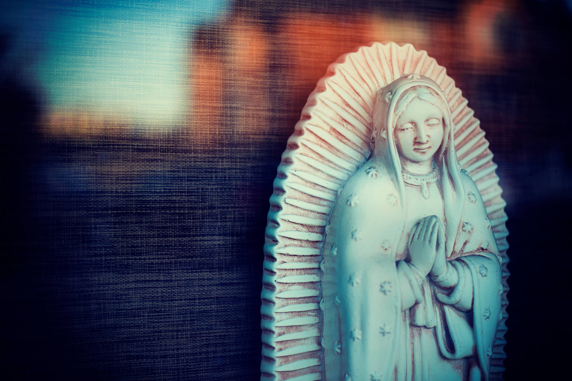 White Virgen De Guadalupe Figurine Background