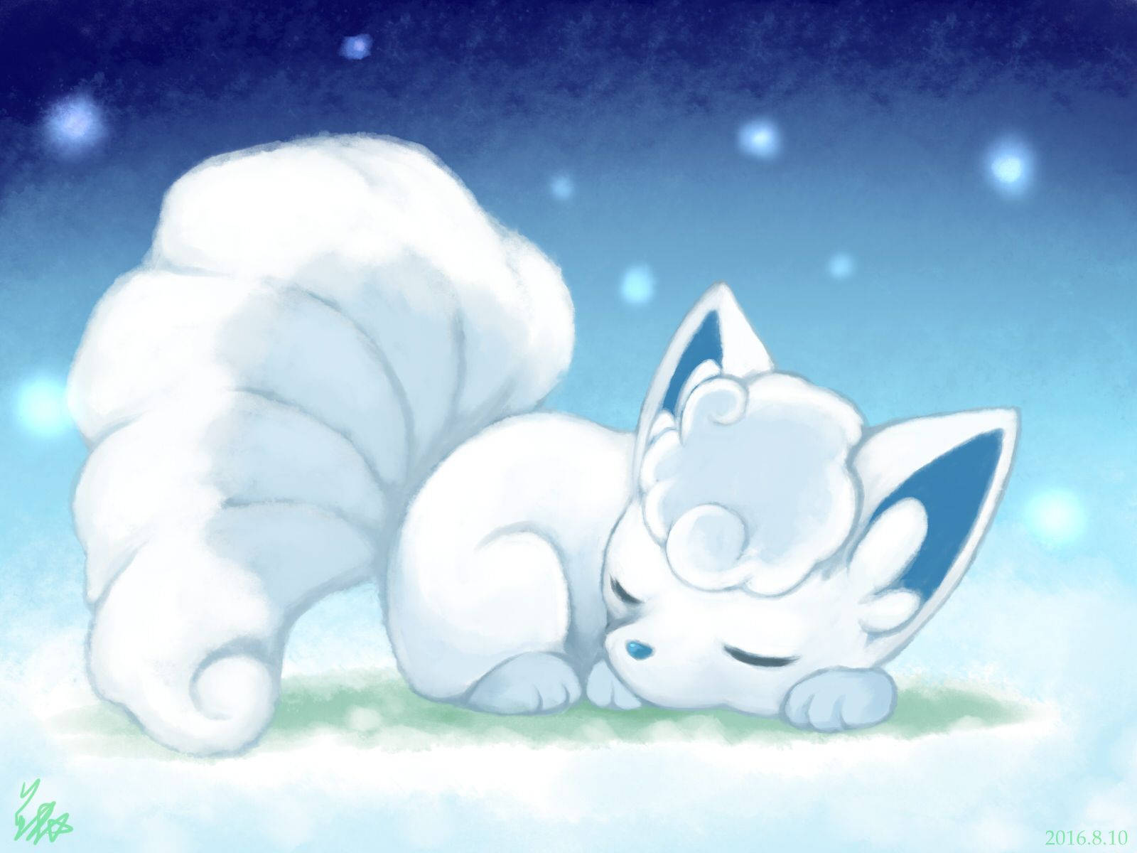 White Vulpix Sleeping Background