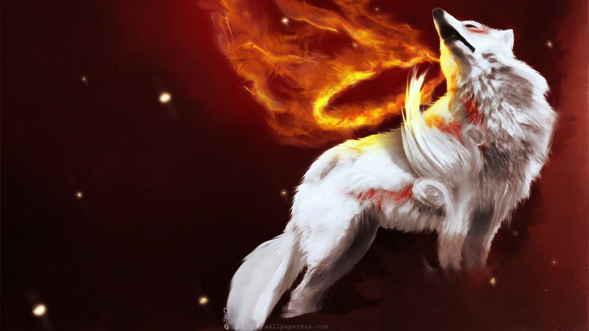 White Werewolf Painting Background